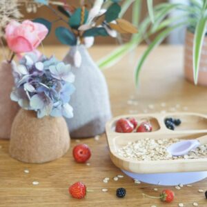 SET BORDEAUX ASSIETTE & CUILLERE ENFANT BAMBOU – Image 3