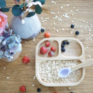 SET BORDEAUX ASSIETTE & CUILLERE ENFANT BAMBOU – Image 4