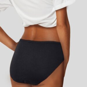 CULOTTE MENSTRUELLE A GALONS NOIRE "JULIETTE" FLUX MEDIUM BIO GOTS - PLIM – Image 2
