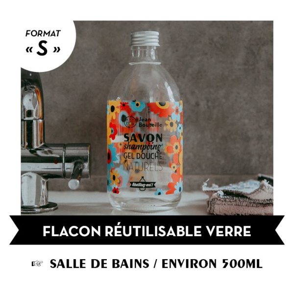 BOUTEILLE REUTILISABLE VERRE SALLE DE BAINS 500ML