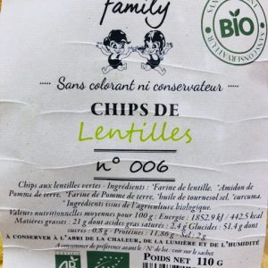 CHIPS DE LENTILLES VERTES ARTISANALES BIO 110G FAMILY CHIPS – Image 2