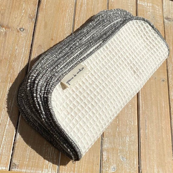 ESSUIE-TOUT/LINGETTE LAVABLE COTON BIO GAUFRE X 10 FEUILLES - GRAINE DE MALICE