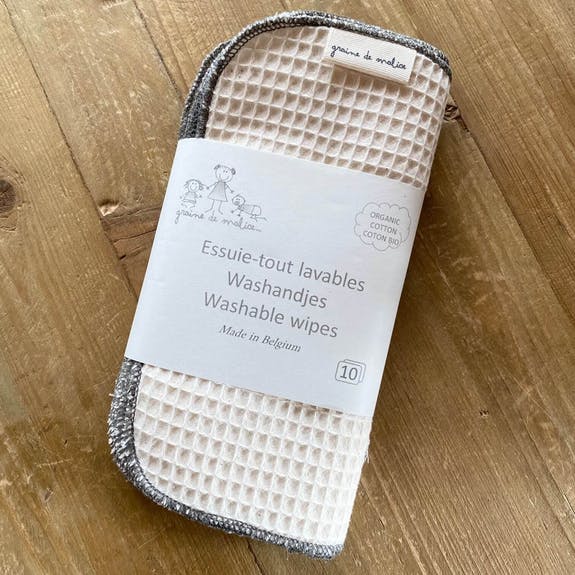 ESSUIE-TOUT/LINGETTE LAVABLE COTON BIO GAUFRE X 10 FEUILLES - GRAINE DE MALICE – Image 4
