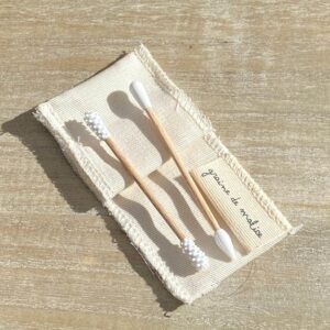 DUO COTON-TIGE ET APPLICATEUR BEAUTÉ RÉUTILISABLES AVEC ÉTUI EN COTON BIO