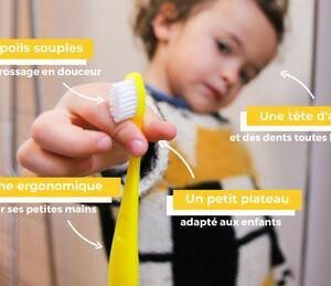 BROSSE A DENT jaune SOUPLE RECHARGEABLE POUR ENFANT - CALIQUO