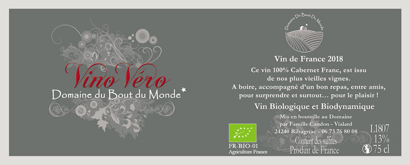 LE VINOVERO ROUGE AB 2018 75CL- LE DOMAINE DU BOUT DU MONDE