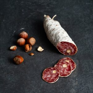 SAUCISSON SEC PUR PORC AUX NOISETTES AB 200 à 350G - TRADITIONS CHARCUTIERES BIO