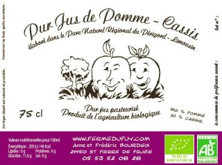 JUS POMME CASSIS AB 75CL - LA FERME DU PUY – Image 2