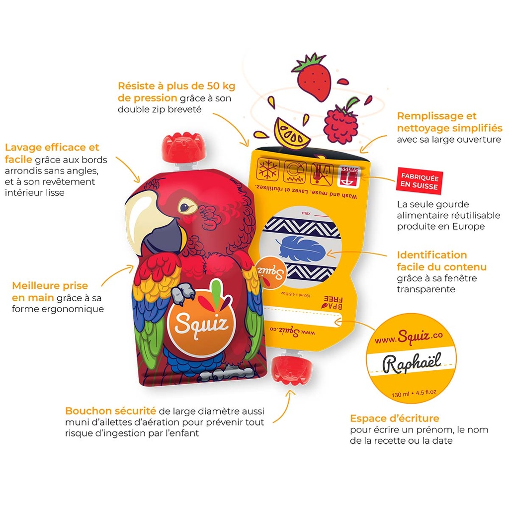 GOURDE ECOLOGIQUE REUTILISABLE SQUIZ – Image 2