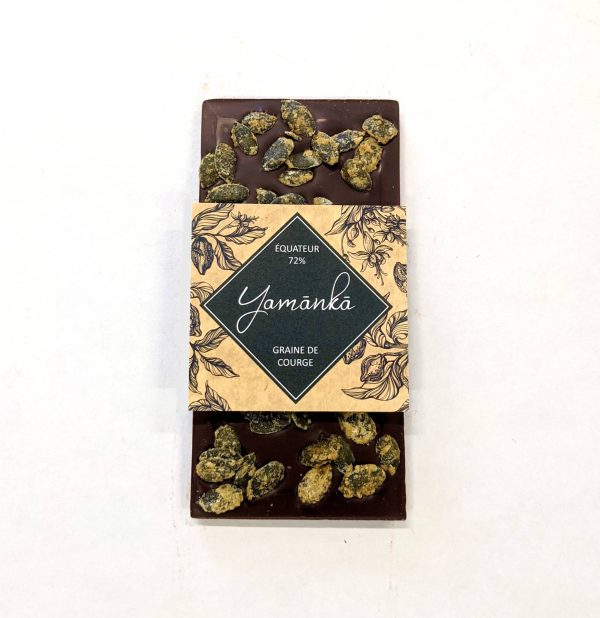 TABLETTE BIO GRAINES DE COURGE NOIR EQUATEUR 72% 90G - YAMANKA