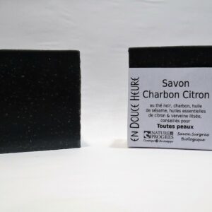 SAVON BIOLOGIQUE CHARBON CITRON 100G NATURE & PROGRES -SAVONNERIE EN DOUCE HEURE