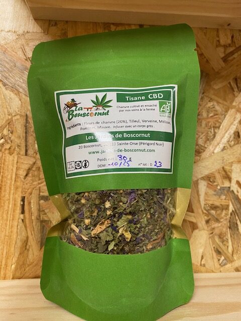 TISANE CBD BIO 30G LA BEUSCORNUT - LES JARDINS DE BOSCORNUT