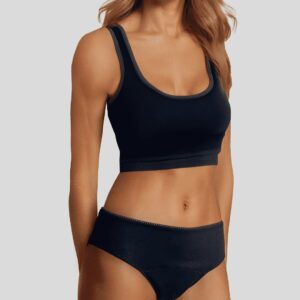 CULOTTE MENSTRUELLE A GALONS NOIRE "JULIETTE" FLUX MEDIUM BIO GOTS - PLIM