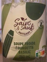 SOUPE FROIDE COURGETTES BASILIC ANTIGASPI 75CL - SAINS & SAUFS