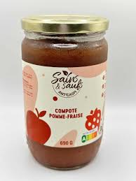 COMPOTE POMME FRAISE ISSUE DE L'ANTI GASPI 690G SANS SUCRES AJOUTES SAINS & SAUF