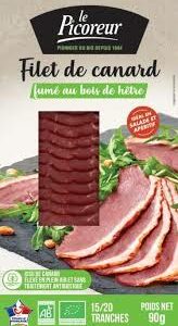 FILET DE CANARD FUME AU BOIS DE HÊTRE TRANCHE BIO 90G - LE PICOREUR
