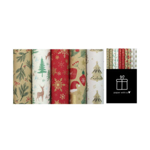 ROULEAU PAPIER CADEAU 5 MOTIFS NOËL KRAFT RECYCLE 130g
