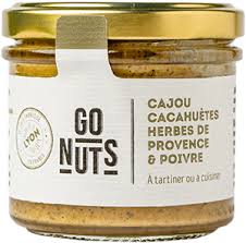 TARTINABLE CAJOU CACAHUETES HERBES DE PROVENCE POIVRE BIO 100g - GO NUTS