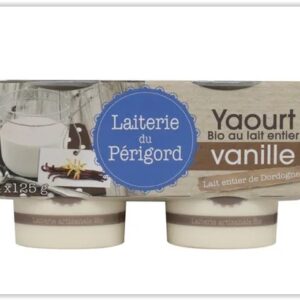 YAOURT ETUVE DE VACHE ENTIER VANILLE BIO 4X125g - LAITERIE DU PERIGORD
