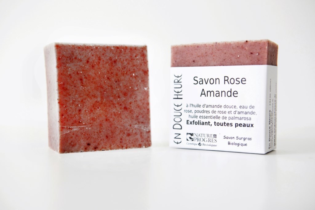 SAVON BIOLOGIQUE EXFOLIANT ROSE AMANDE 100G NATURE & PROGRES - EN DOUCE HEURE