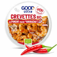 CREVETTES D'EQUATEUR AU PIMENT FACON SRIRACHA MARINEES BIO 100g - GOOD OCEAN