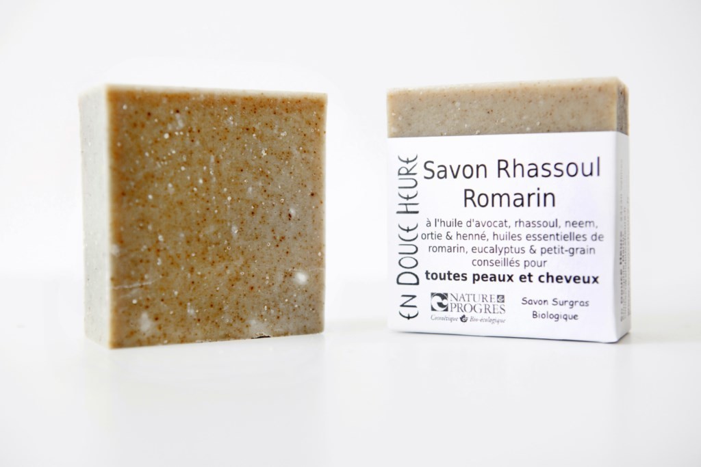 SAVON ET SHAMPOING BIOLOGIQUE RHASSOUL ROMARIN 100G NATURE & PROGRES EN DOUCE HE