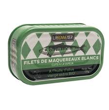 FILETS DE MAQUEREAUX BLANCS A L'HUILE D'OLIVE BIO 125G - LA BONNE MER