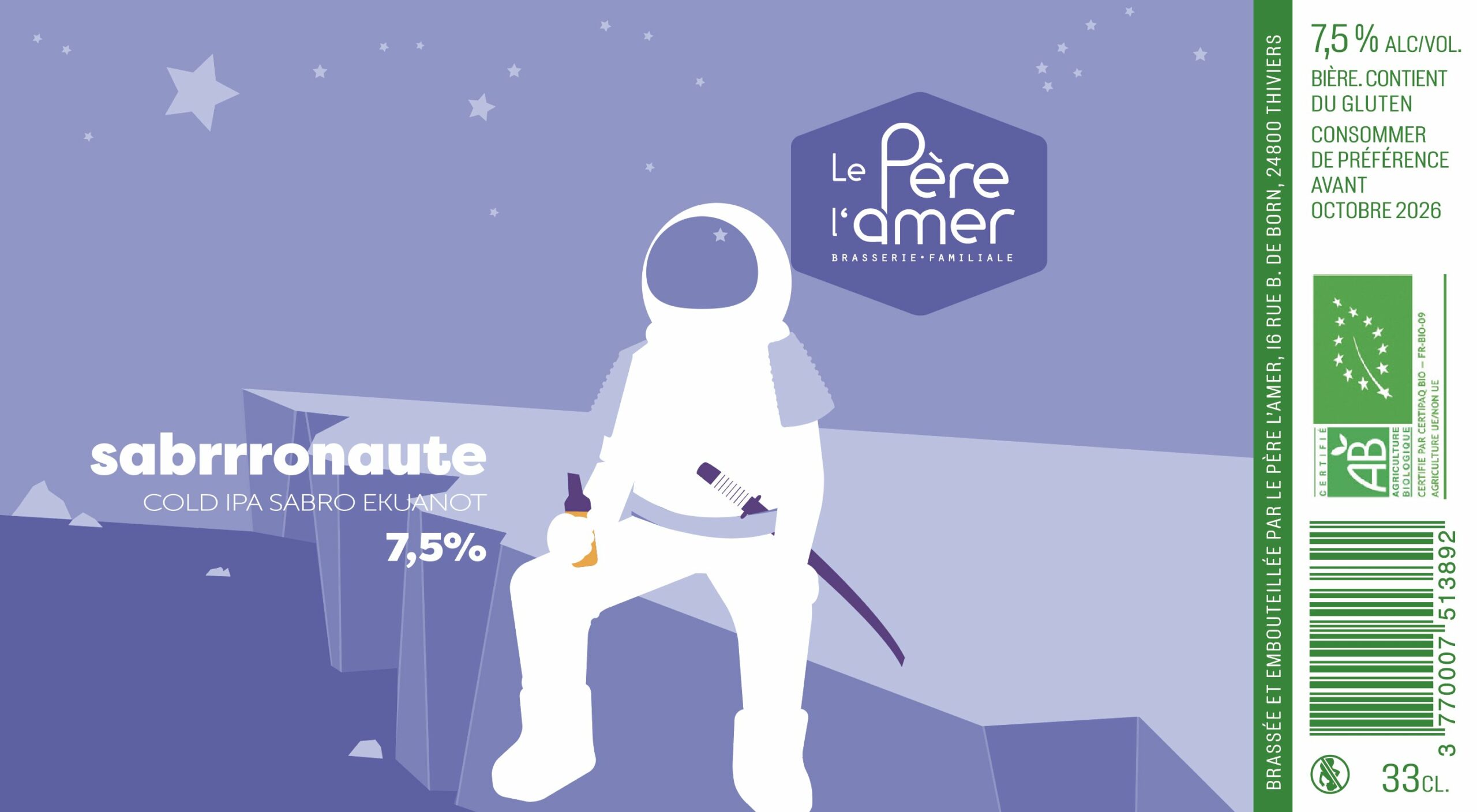 SABRRRONAUTE BIO COLD IPA 33cl - BRASSERIE LE PERE L'AMER – Image 3