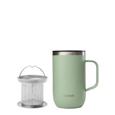 MUG TISANIERE ISOTHERME INOX MATT VERT TILLEUL 470ml - QWETCH