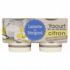 YAOURT ETUVE DE VACHE ENTIER CITRON BIO 4X125g - LAITERIE DU PERIGORD