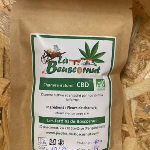 CHANVRE NATUREL CBD BIO 10G LA BEUSCORNUT - LES JARDINS DE BOSCORNUT
